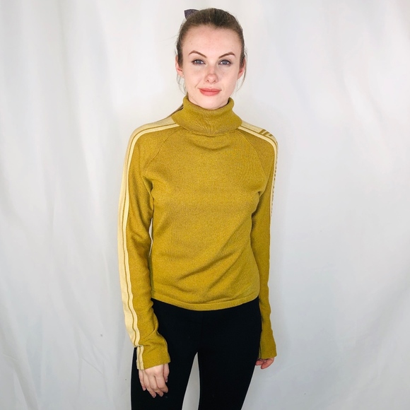 FUBU Tops - FUBU Vintage Dijon Mustard Spell Out Sweater 0862